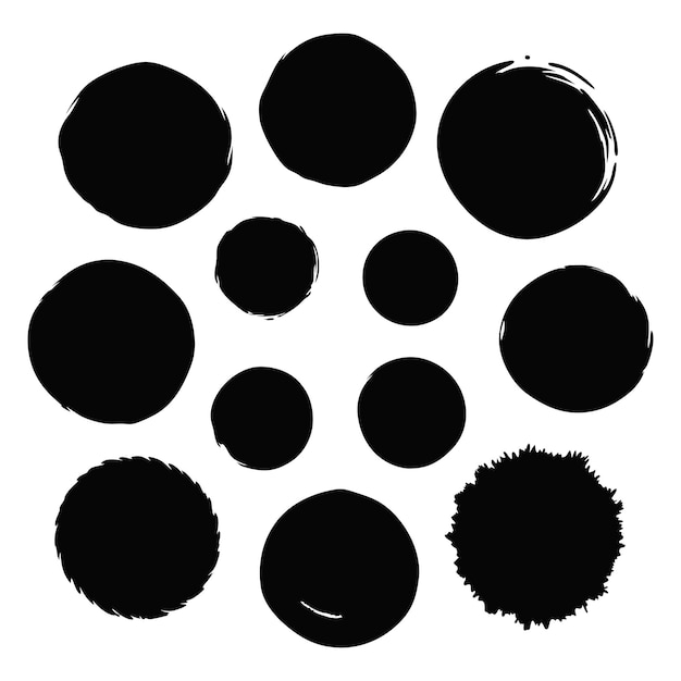 Colección de arte vectorial de pinceles y trazos de tinta grunge circulares