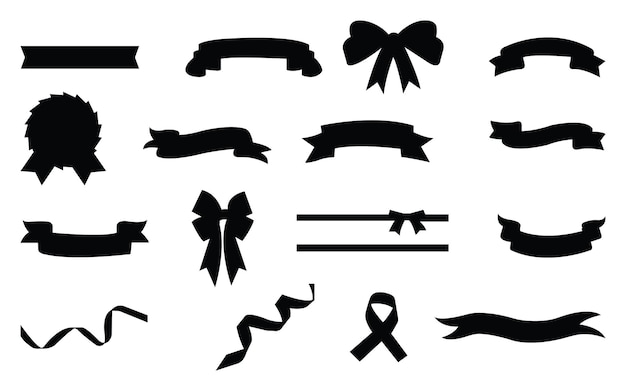 Colección de arte vectorial de la silueta de la cinta de la pancarta sobre fondo blanco