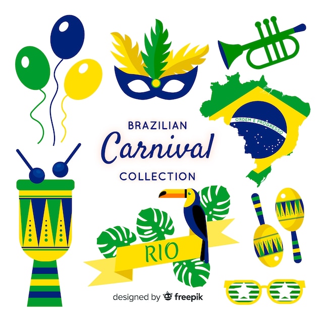 Vector colección de artículos del carnaval de brasil