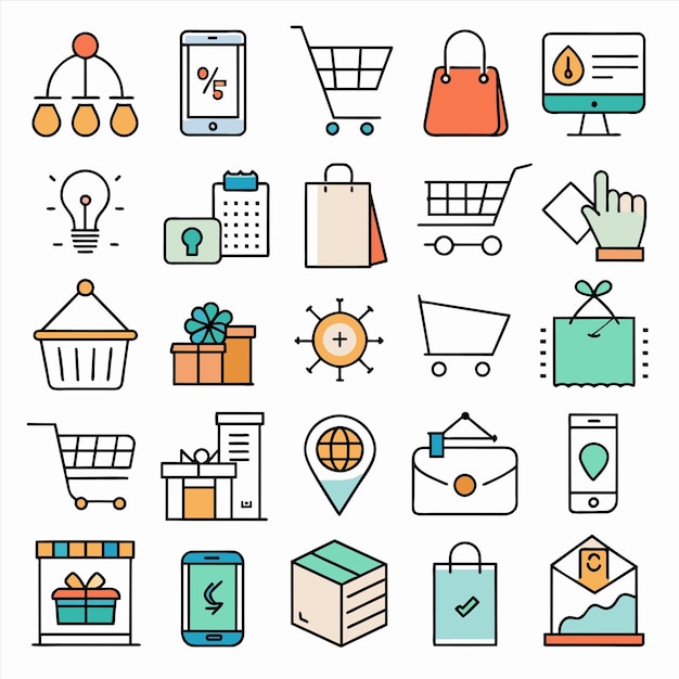 una colección de artículos que incluye una bolsa de compras una bolsa de tiendas y una bolsa de ventas