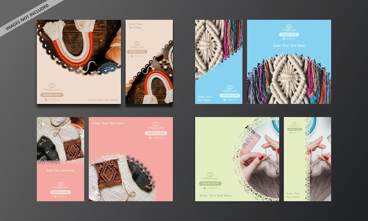 Vector colección artística de plantillas de publicaciones e historias de instagram