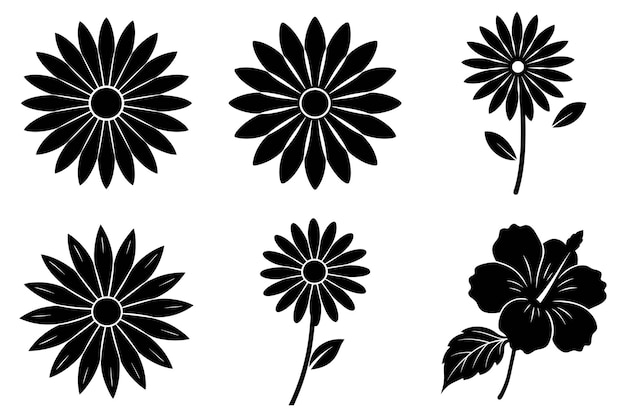 Colección artística de siluetas de girasoles