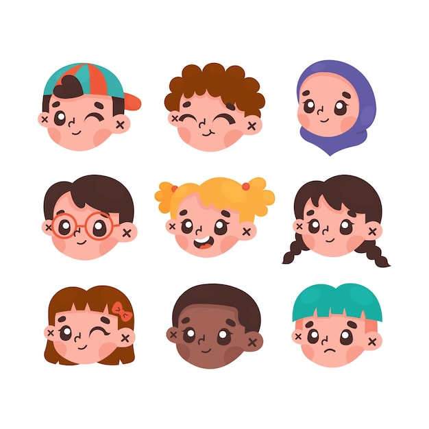 Colección de avatar de niños lindos