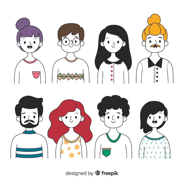 Colección de avatares de personas dibujadas a mano