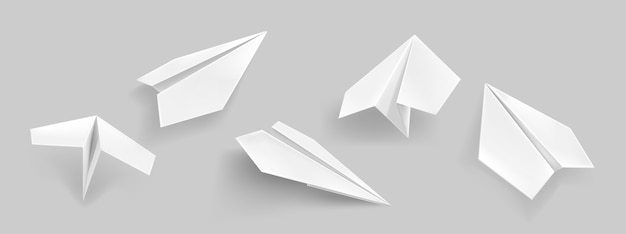 Colección de aviones de papel realista