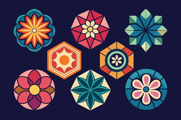 una colección de azulejos coloridos con diferentes diseños y la palabra "flor"
