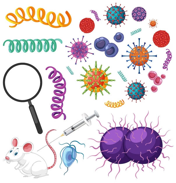 Vector colección de bacterias, gérmenes y virus