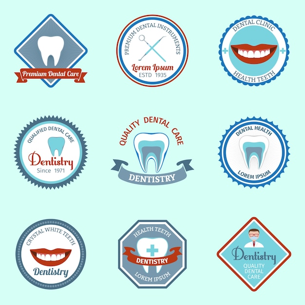 Colección de badges de cuidado dental