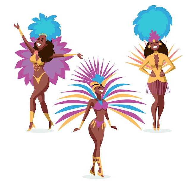 Colección de bailarines de carnaval brasileños