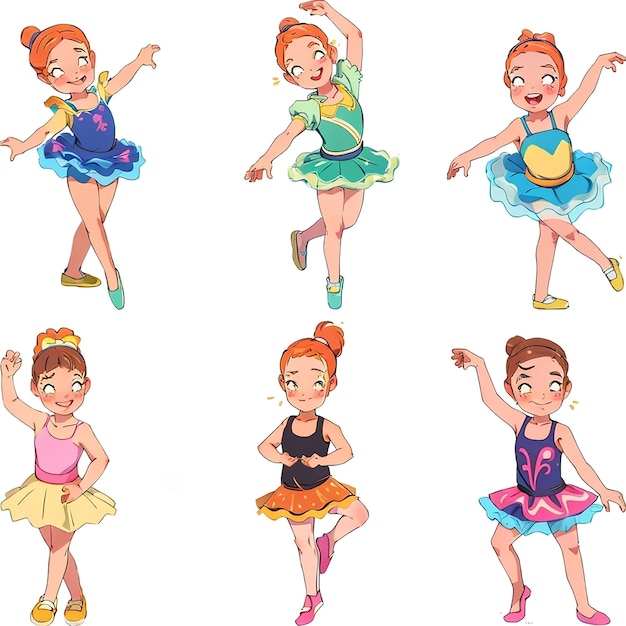 Vector colección de bailarines de niñas pequeñas con ilustración vectorial