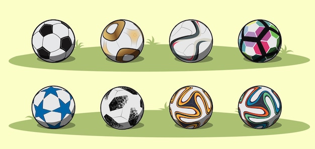 Vector colección de balones de fútbol