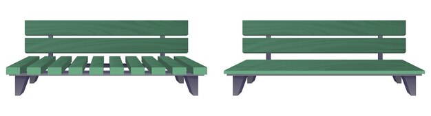 Colección de banco de parque en ilustración de vector de estilo de dibujos animados aislado en blanco
