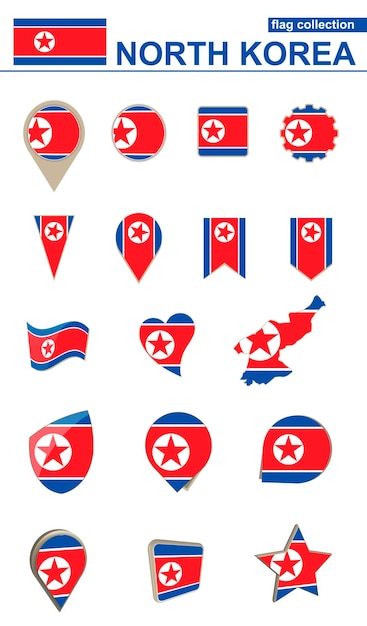 Colección de la bandera de Corea del Norte Gran conjunto para el diseño