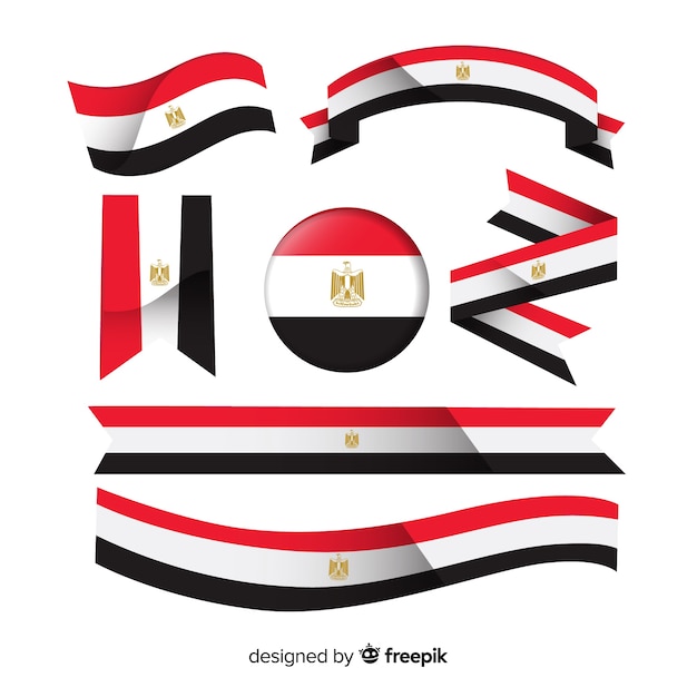 Vector colección de bandera de egipto con diseño plano