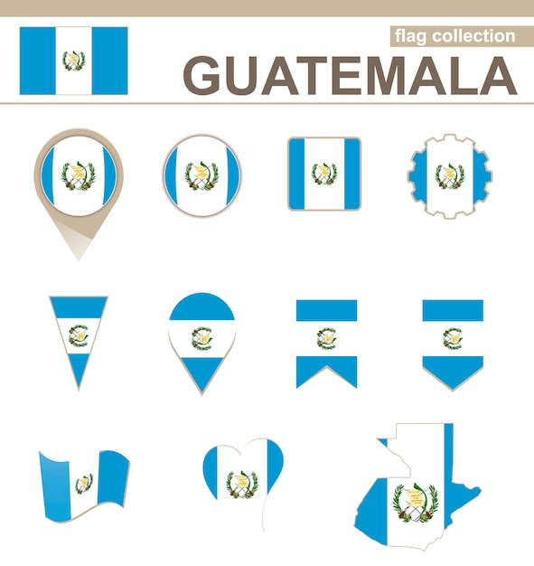 Vector colección de la bandera de guatemala, 12 versiones