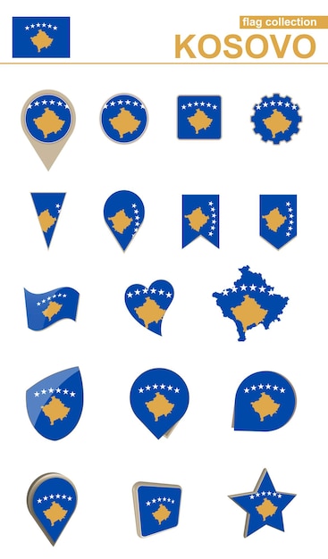 Colección de la bandera de Kosovo Gran conjunto para el diseño