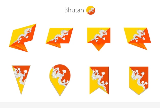Colección de la bandera nacional de Bután ocho versiones de banderas vectoriales de Bután