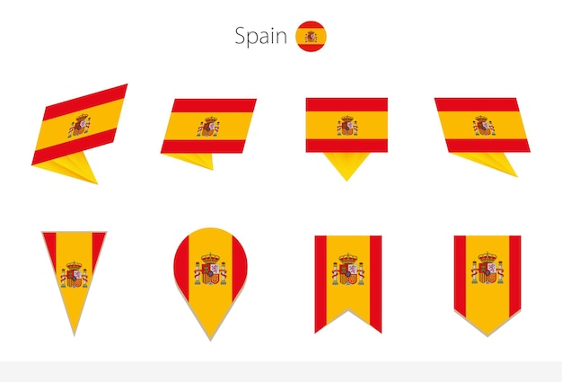 Colección de la bandera nacional de España ocho versiones de banderas vectoriales de España