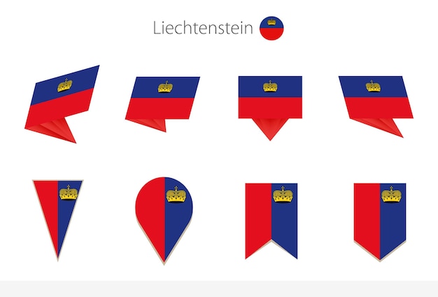 Colección de la bandera nacional de Liechtenstein ocho versiones de banderas vectoriales de Liechtenstein