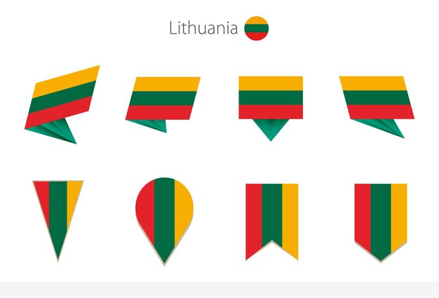Colección de la bandera nacional de Lituania ocho versiones de banderas vectoriales de Lituania