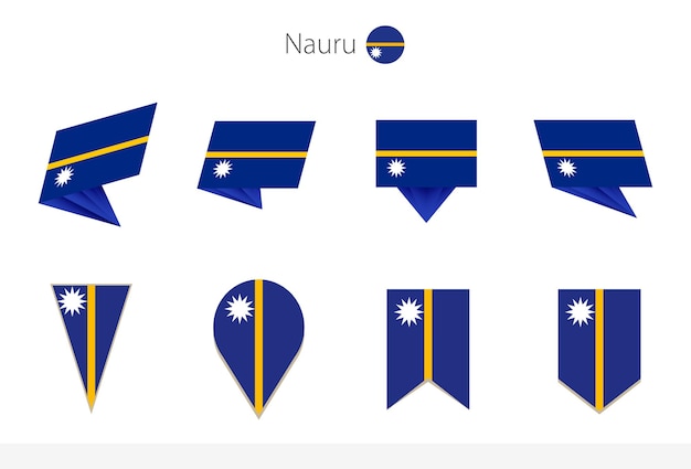 Colección de la bandera nacional de Nauru ocho versiones de banderas vectoriales de Nauru