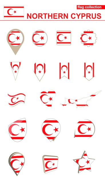 Vector colección de la bandera del norte de chipre gran conjunto para el diseño