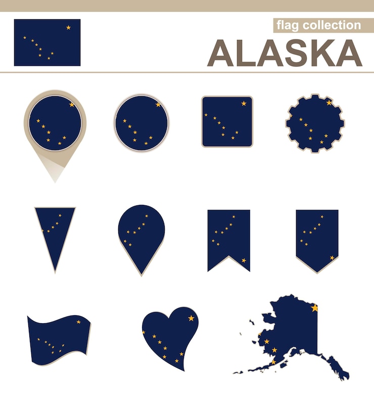 Vector colección de banderas de alaska, 12 versiones