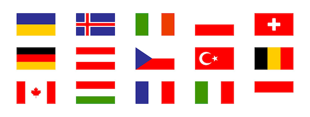 Colección de banderas en diseño plano moderno ilustración vectorial