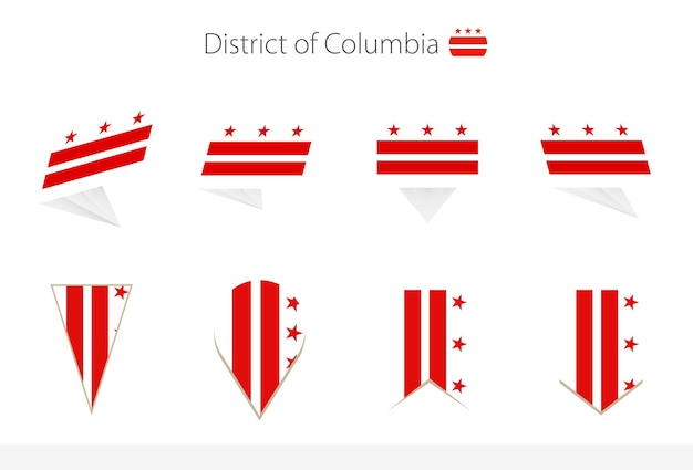 Colección de banderas del distrito de columbia ocho versiones de banderas vectoriales del distrito de columbia