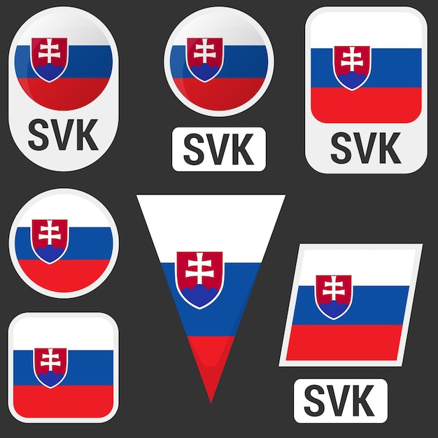 Colección de banderas de Eslovaquia Banderas de diferentes formas Ilustración vectorial EPS10