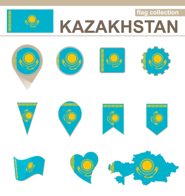 Vector colección de banderas de kazajstán, 12 versiones