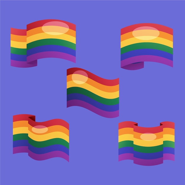 Vector colección de banderas lgbt del mes del orgullo degradado