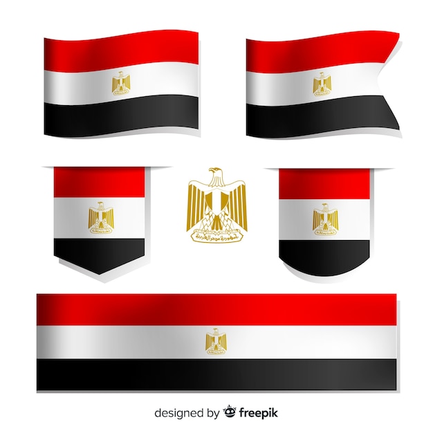Vector colección de banderas nacionales de egipto