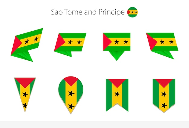 Colección de banderas nacionales de Santo Tomé y Príncipe ocho versiones de banderas vectoriales de Santo Tomé y Príncipe