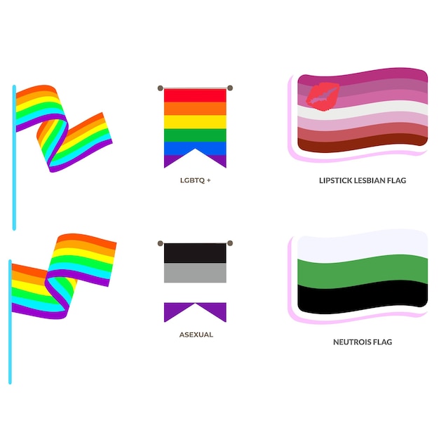 Colección de banderas planas del mes del orgullo lgbt