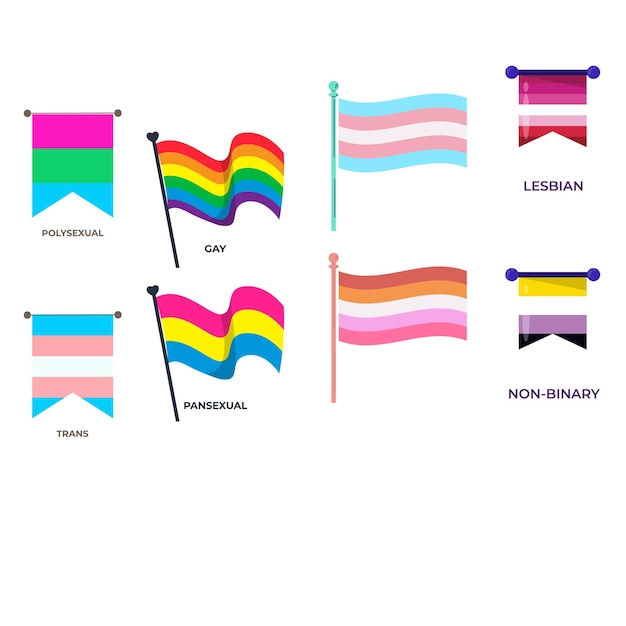 Colección de banderas planas del mes del orgullo lgbt
