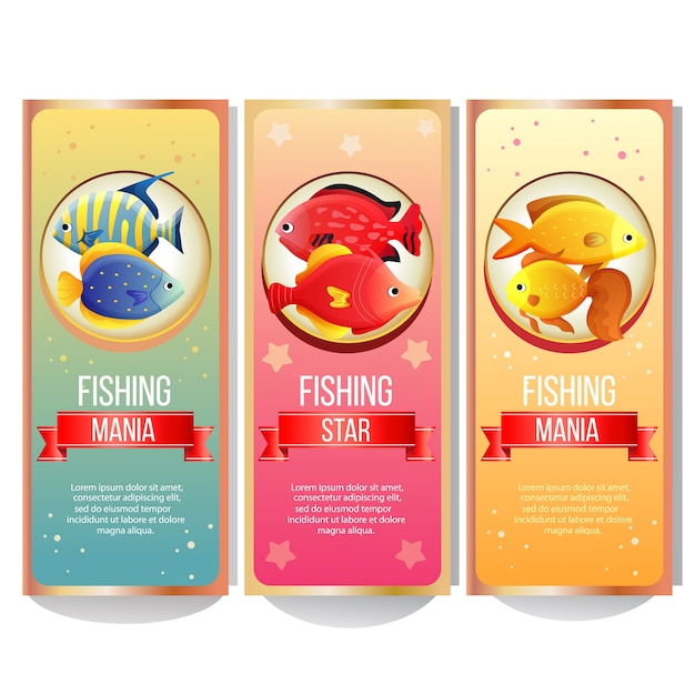 colección de banner de pesca colorida