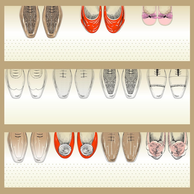 Vector colección de un banner web con un zapato.