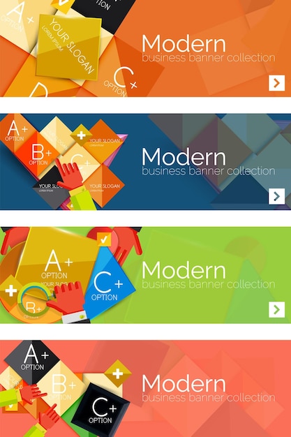 Colección de banners y conceptos de infografía web plana varios conjunto universal