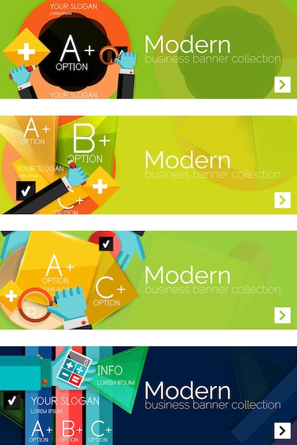 Colección de banners y conceptos de infografía web plana varios conjunto universal