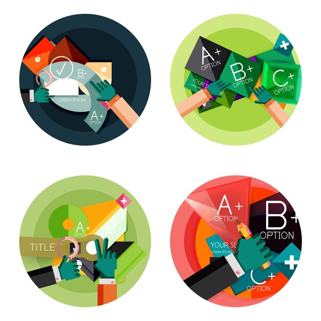 Colección de banners y conceptos de infografía web plana varios conjunto universal