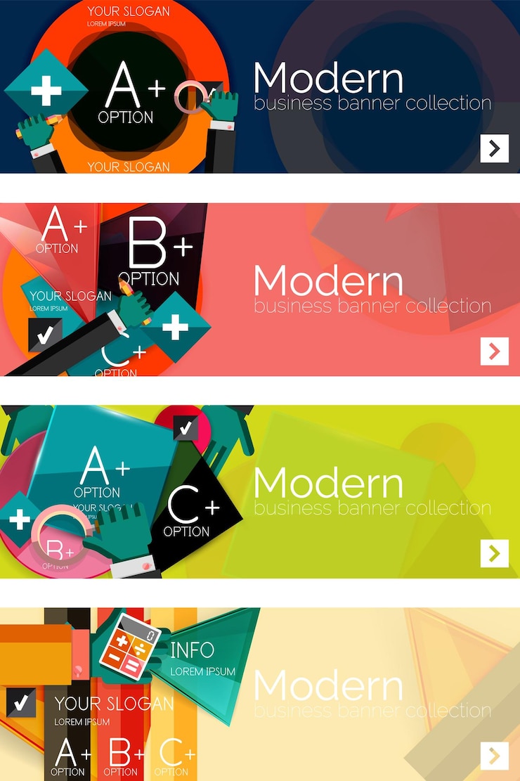 Vector colección de banners y conceptos de infografía web plana varios conjunto universal