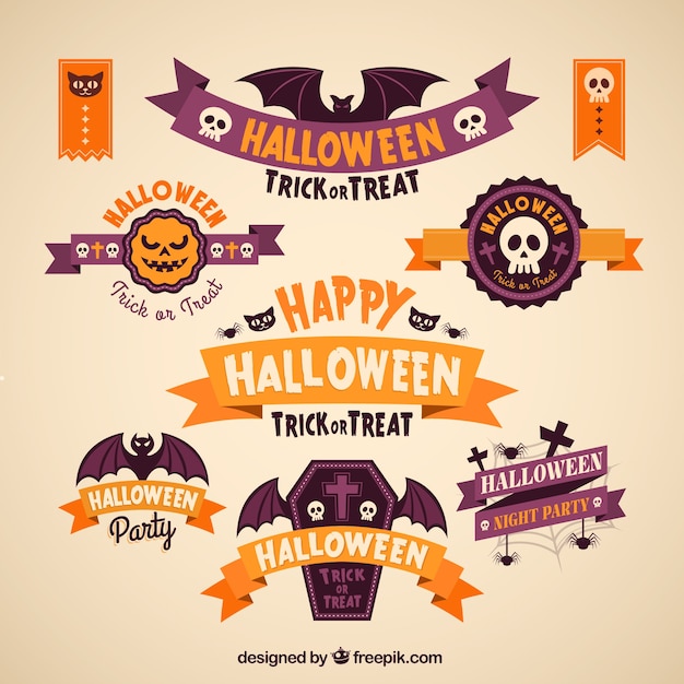 Vector colección de banners de feliz halloween