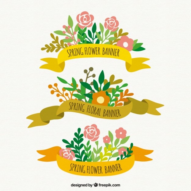 Colección de banners de flores primaverales