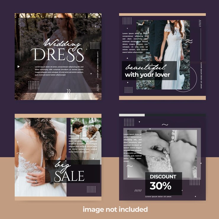 Colección de banners de post de boda