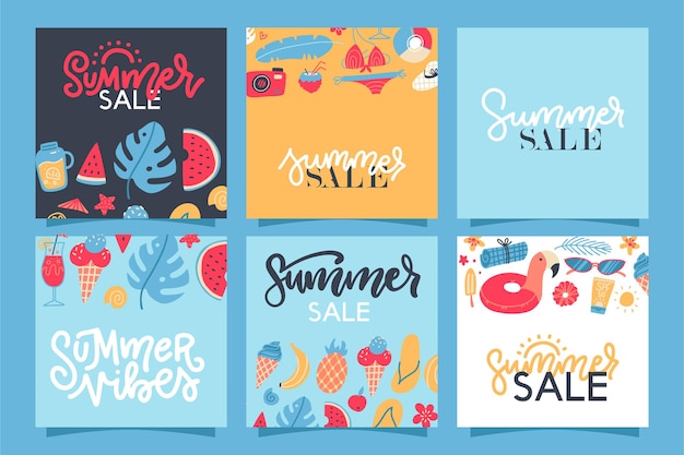 Vector colección de banners de rebajas de verano