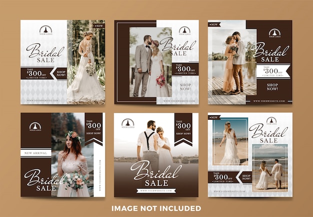 Colección de banners de redes sociales para bodas o bodas