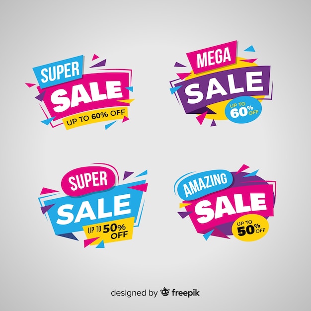 Colección de banners de ventas en estilo abstracto