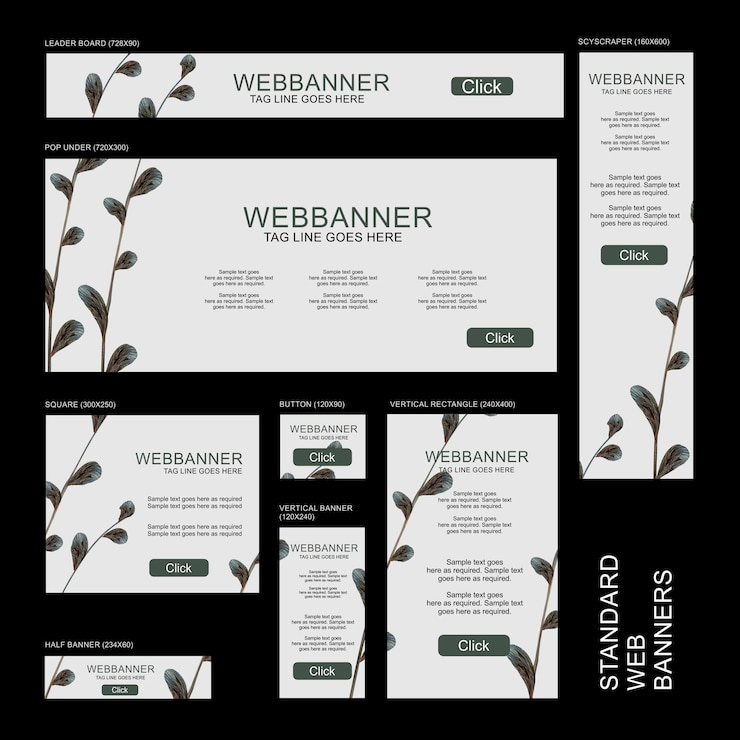 Vector colección de banners web - botánico