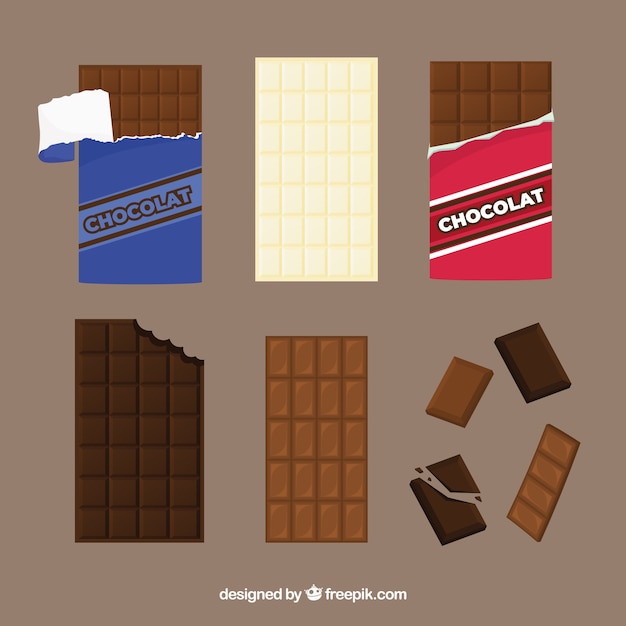 Vector colección de barras de barras y trozos de chocolate